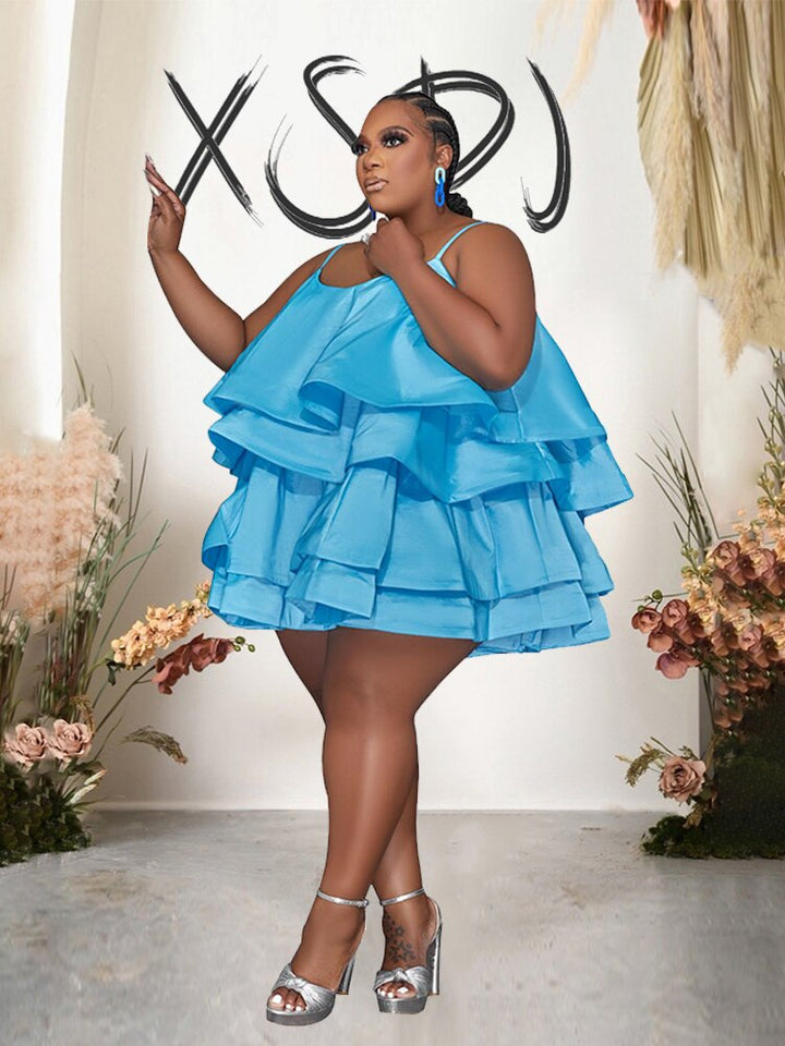 Levoire | Satin Créé Ridé Robe Mini Grande Taille