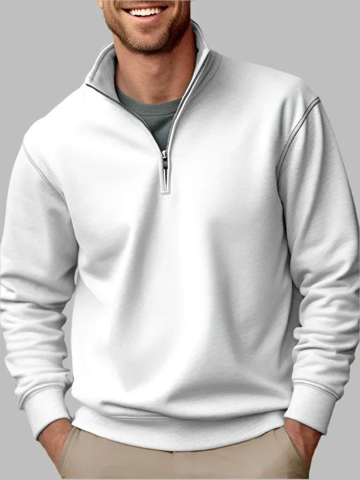 Levoire | Pull Masculin Décontracté Avec Zip Pour Le Temps Libre Blanc
