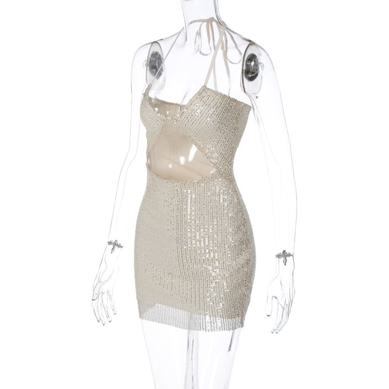 Levoire | Argent Paillettes Haut Sans Bretelles Robe Mini