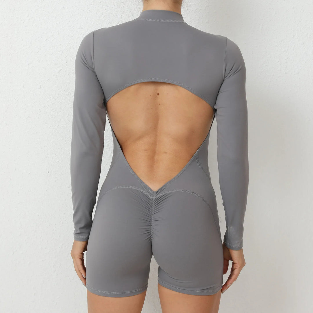 Levoire | Combinaison De Yoga Avec Décolleté Dans Le Dos Gris