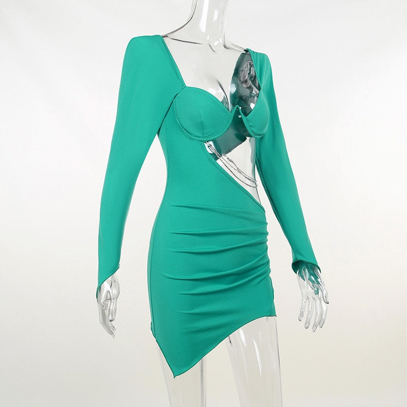 Levoire | Robe Mini Hult À Manches Longues Taille Chaîne