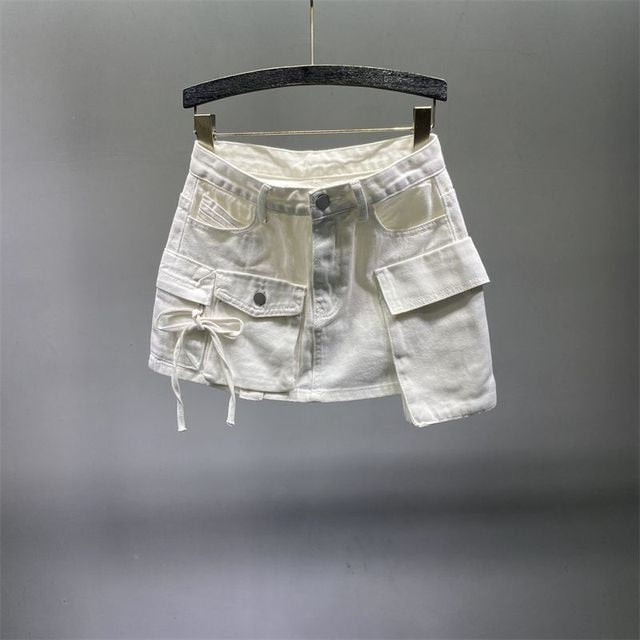 Levoire | Jupe En Denim Avec Poches Blanc