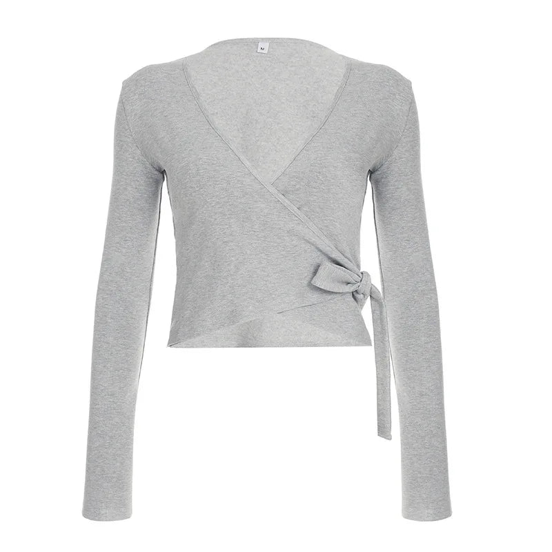 Levoire | Top À Nouer Avec Manches Longues Gris