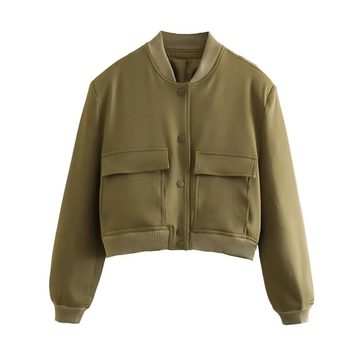 Levoire | Veste bomber à manches longues avec col et poches Vert foncé