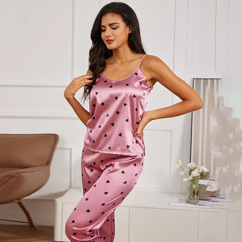 Levoire | Silkkipyjamasetti Rosa Punainen