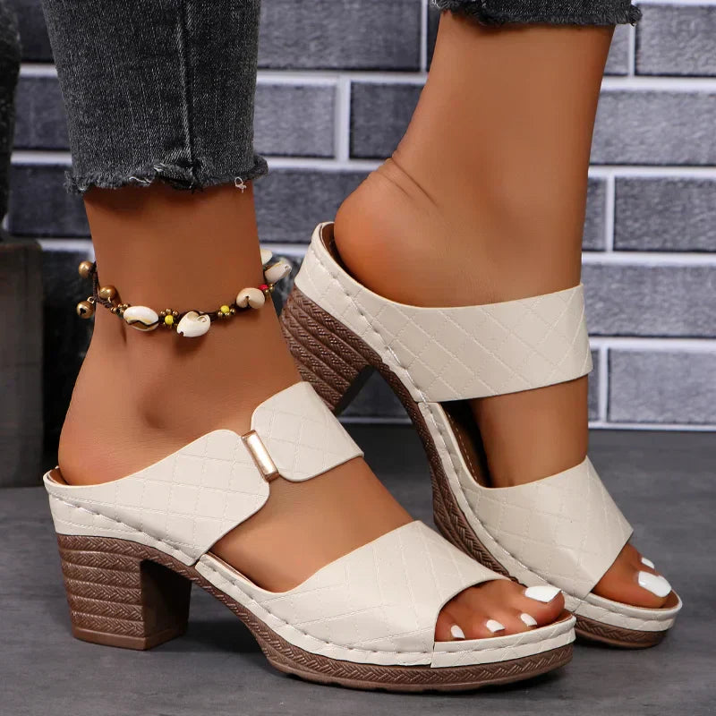 Levoire | Sandales À Talons Block Polyvalentes Pour Toutes Les Occasions Beige