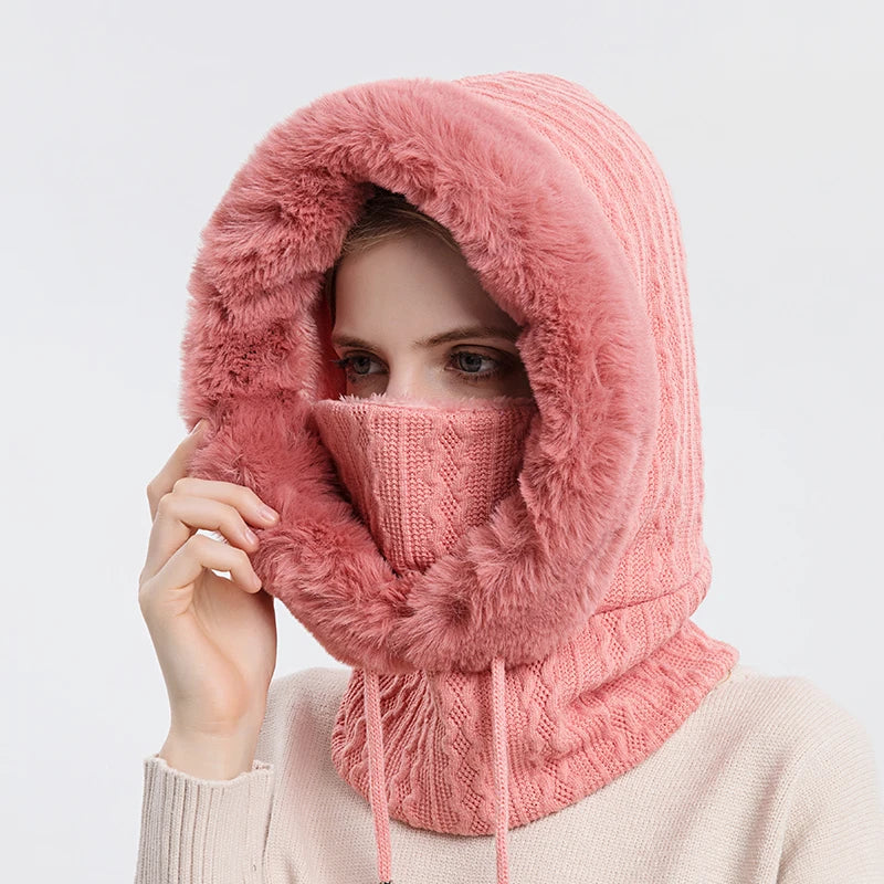 Levoire | Ensemble Hiver : Capuche Et Bonnet En Cachemire Rouge clair