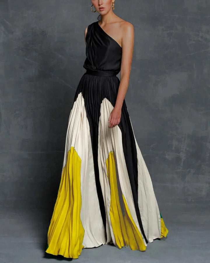 Levoire | Robes Maxi Glamour À Une Épaule Jaune
