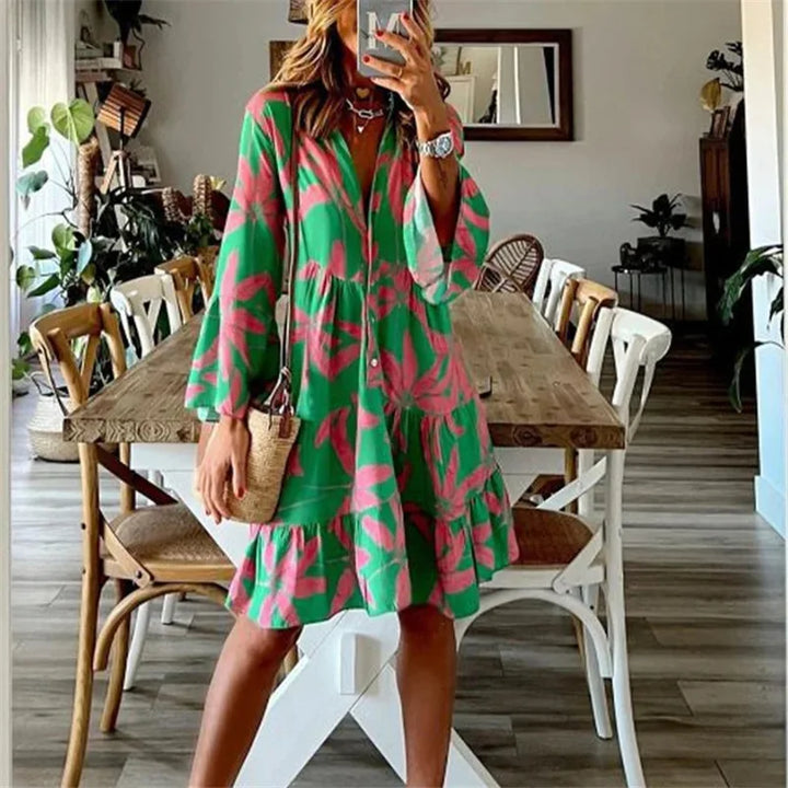 Levoire | Robe Fluide Avec Des Manches Évasées Pour Femmes Vert