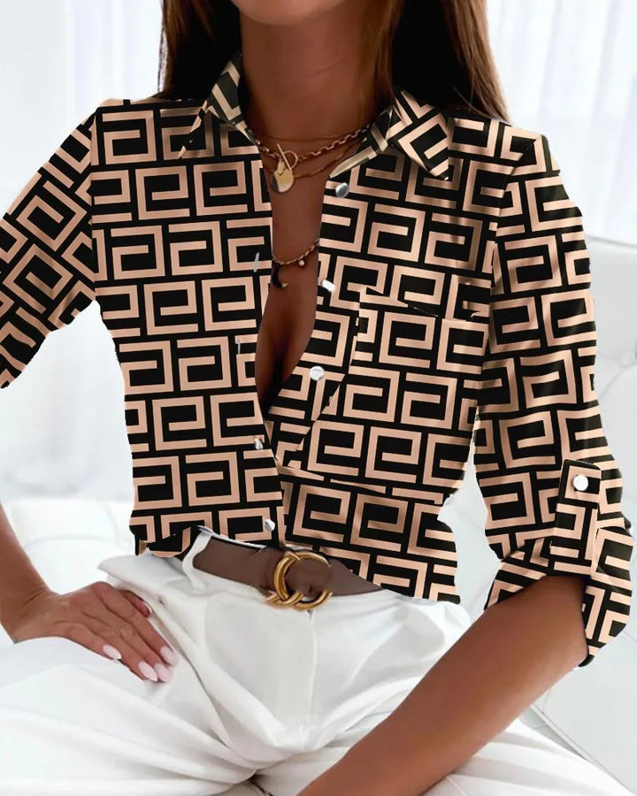 Levoire | Blouse Rayée Décontractée Braun