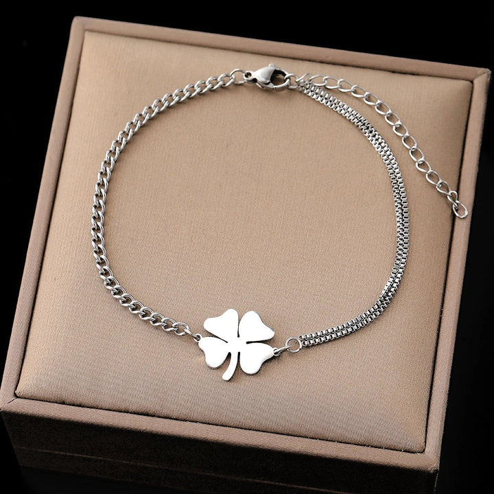 Levoire | Bracelet Trèfle En Acier Inoxydable Argent