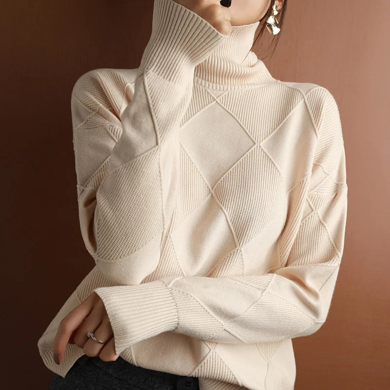 Levoire | Pull À Col Roulé Business Élégant Beige