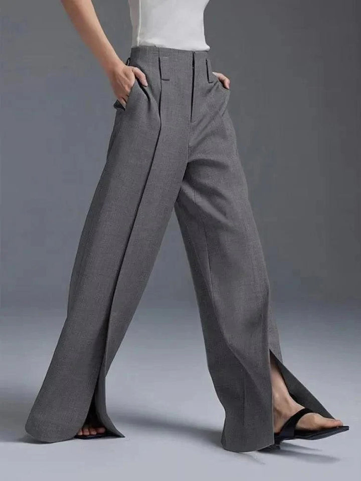Levoire | Pantalon À Taille Haute Femmes Avec Plis Et Fente Avant