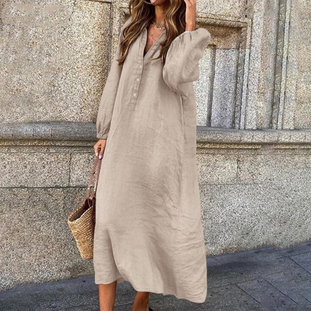 Levoire | Grande Taille Robe Chemise Pour Une Élégance Décontractée Beige