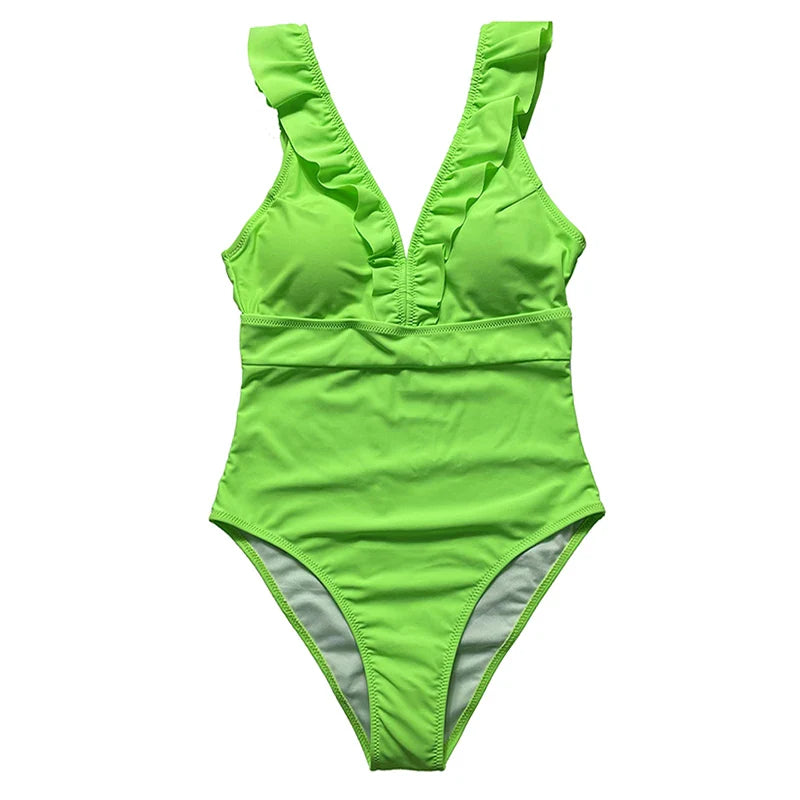 Levoire | Maillot Sexy Une-Pièce Femme Jaune-Vert