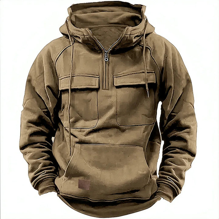Levoire | Sweat à Capuche à Manches Longues et Poches Zippées Beige