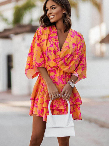 Levoire | Robe Femme À Encolure En V Courte Avec Manches Mi-Longues