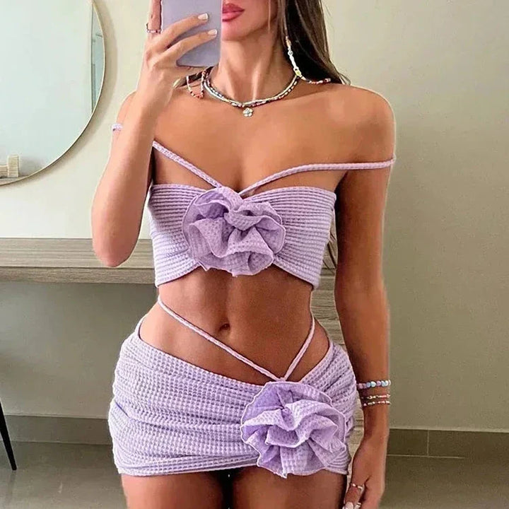 Levoire | Ensemble De Bikini À Bretelles Fleuries Lilas