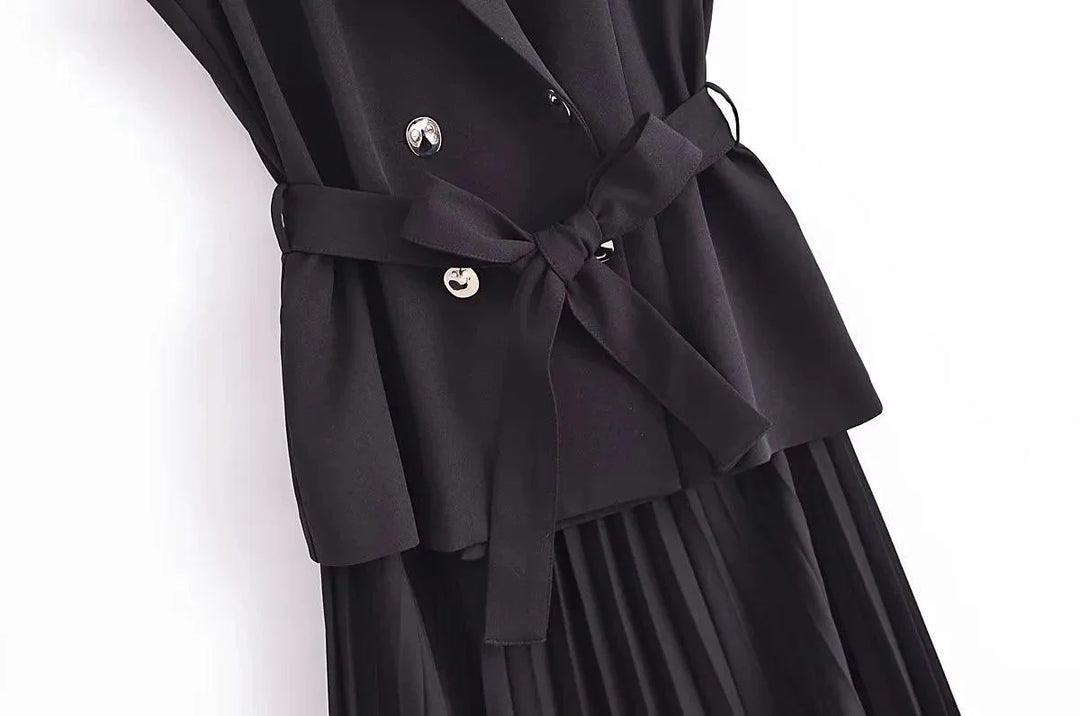 Levoire | Élégante Robe Longue Style Gilet Plissé Pour Femme