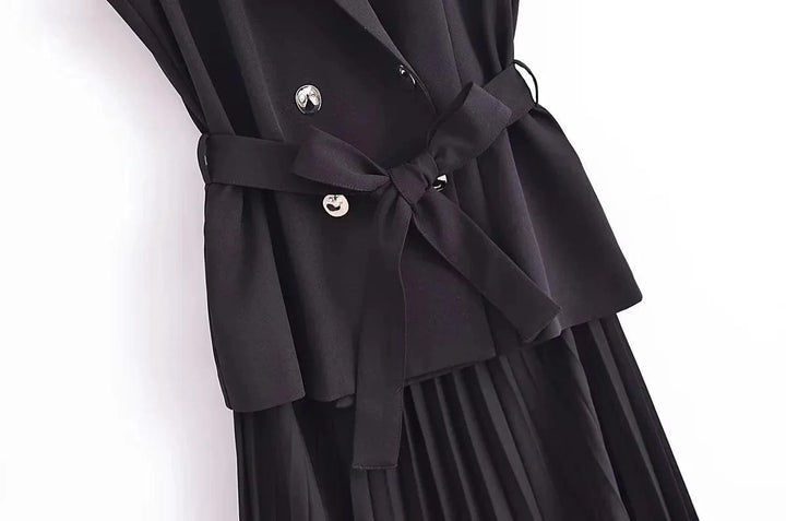 Levoire | Élégante Robe Longue Style Gilet Plissé Pour Femme