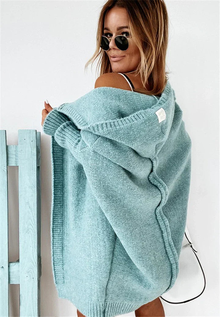 Levoire | Gilet Tricoté Super Doux Avec Poches Et Capuche Pour Femmes