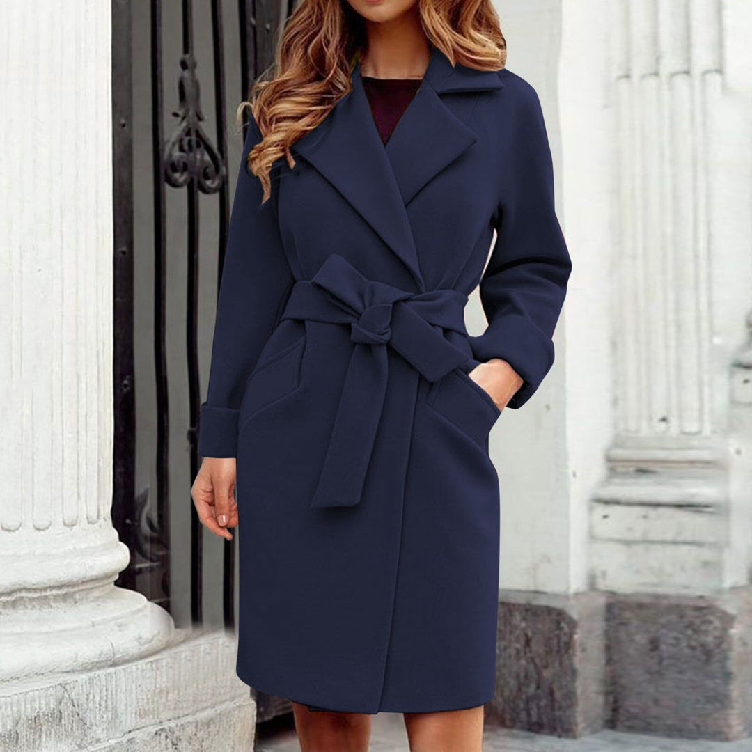 Levoire | Trench Long À Manches Avec Col À Revers, Ceinture Et Poches Meren Bleu