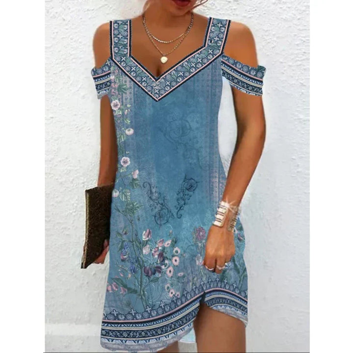 Levoire | Robe Printemps/Été Avec Motif Floral Rétro Blaue 3