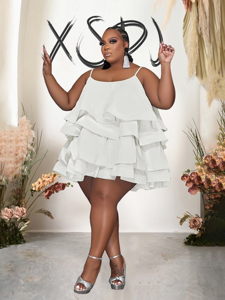 Levoire | Satin Créé Ridé Robe Mini Grande Taille