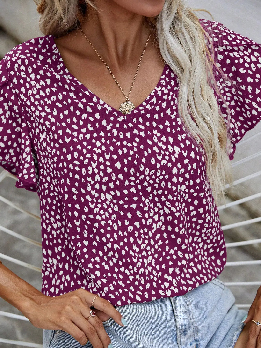 Levoire | Blouse D'Été À Manches Courtes Avec Coupe Slim Sans Collier Lila