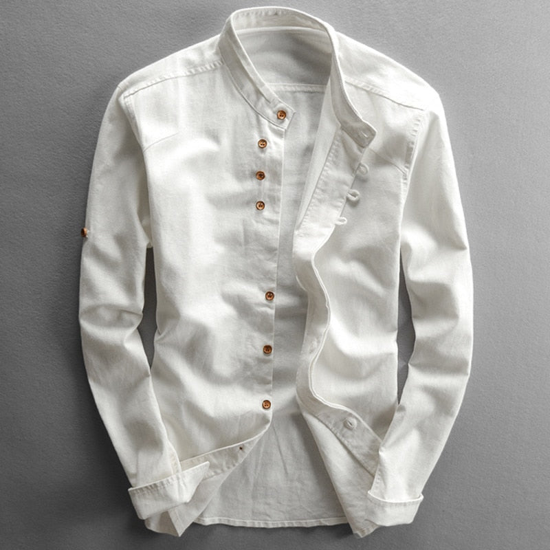 Levoire | Chemise Pour Homme À Manches Longues Décontractée Avec Plusieurs Boutons Blanc