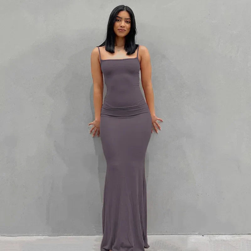 Levoire | Robe Maxi Slim Lila-Sans manches