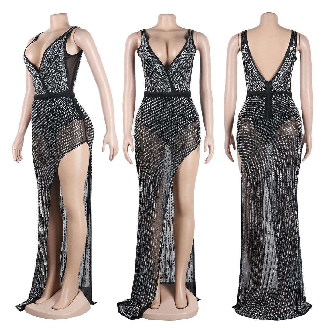 Levoire | Robe Maxi V En Cristal Dyp