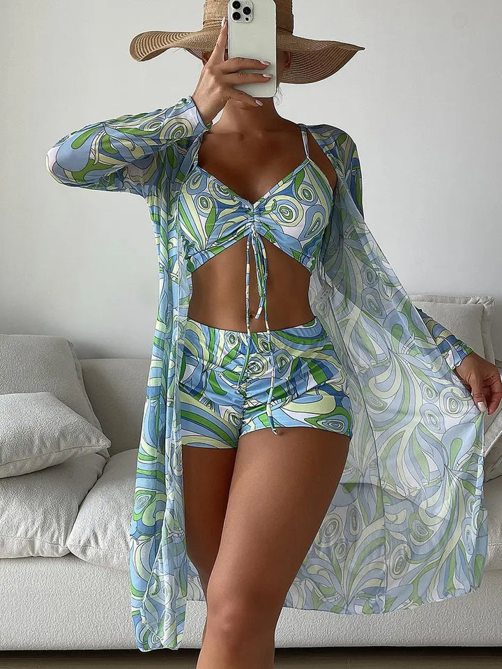 Levoire | Bikini Imprimé Sexy 3 Pièces Bleu