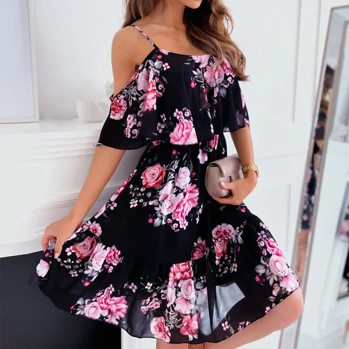 Levoire | Robe En Chiffon Fleurs noir