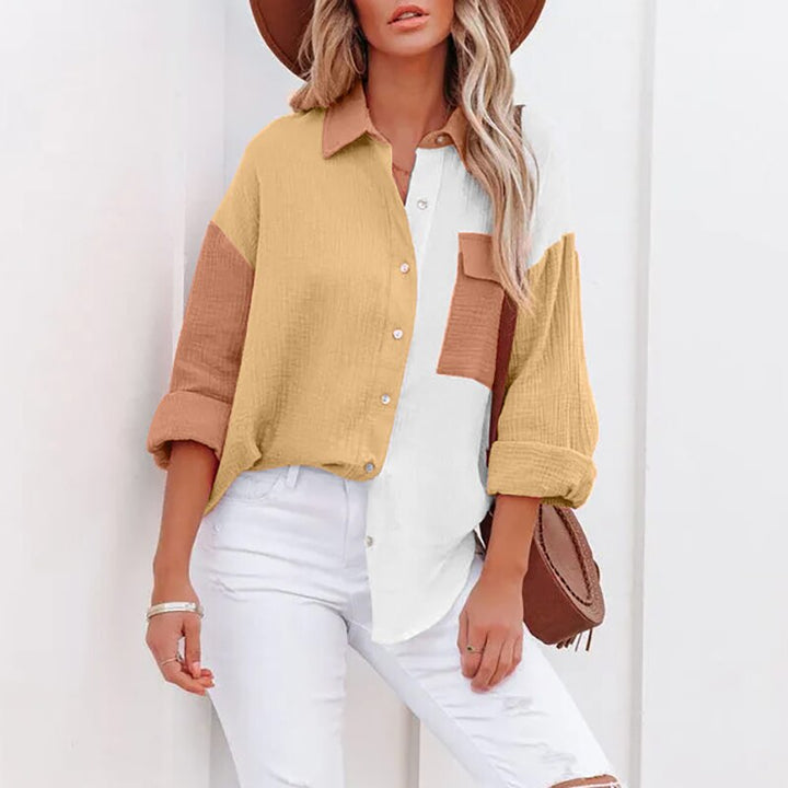Levoire | Couleur-Bloc Chemise Jaune-Blanc