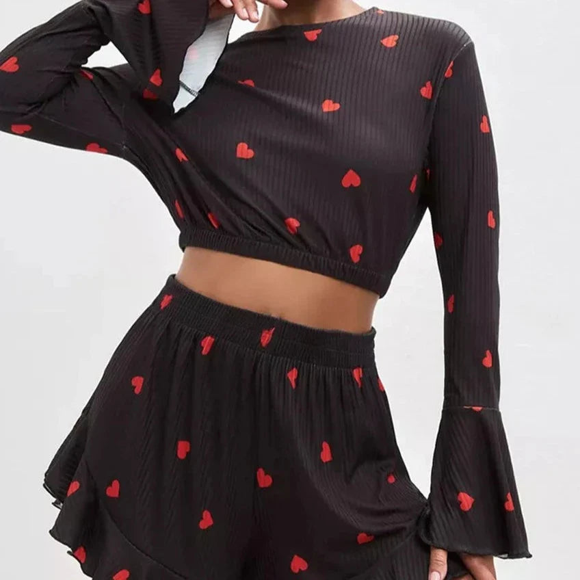 Levoire | Pyjama 2 Pièces Cœurs Noir