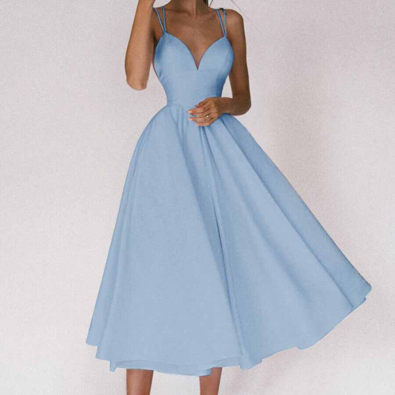 Levoire | Robe D'Été Pour Femmes Décontractée Lumineuse Robe Bleu