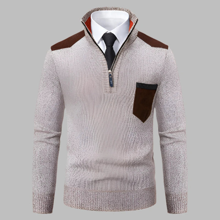 Levoire | Pull Décontracté Avec Fermeture Éclair Pour Un Look Sportif Beige