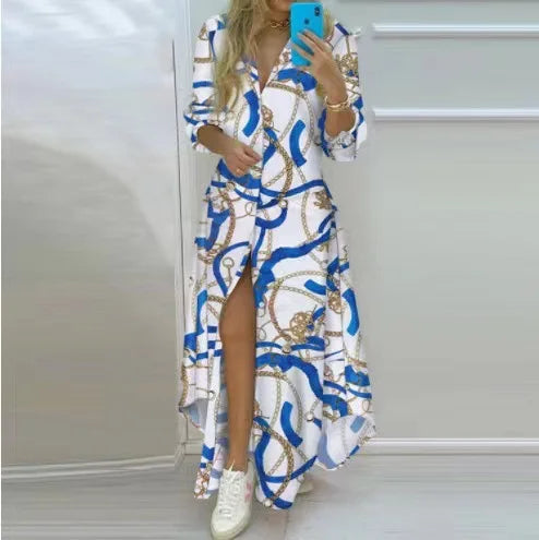 Levoire | Robe longue pour femme Bleu et or