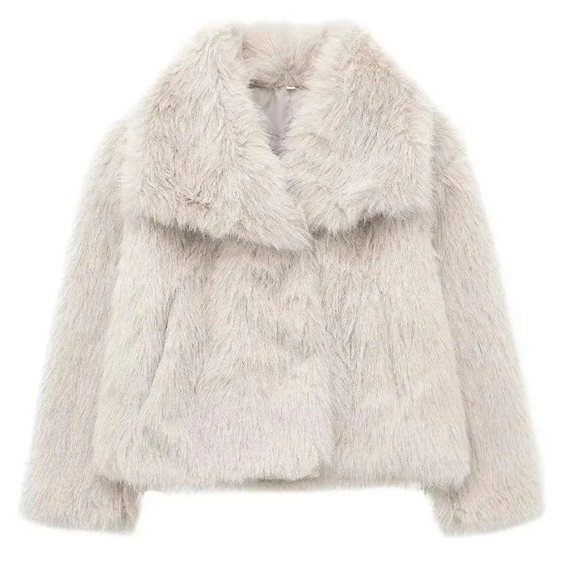 Levoire | Veste En Fausse Fourrure Streetwear Stylée Beige Blanc