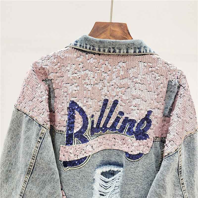 Levoire | Veste En Jean Avec Paillettes