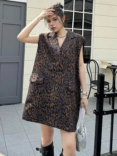 Levoire | Motif Léopard Robe Mini Oversize Lâche