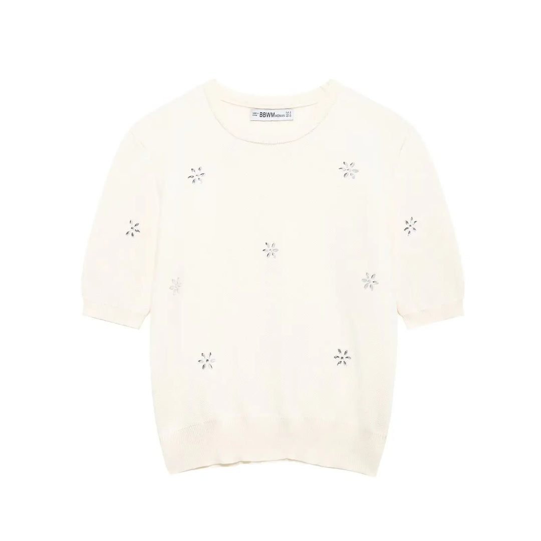 Levoire | Robe Courte Avec Tricot Et Strass blouses blanches
