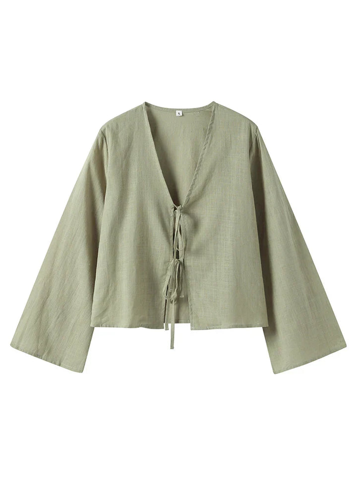 Levoire | Chemise Élégante Avec Liens Et Manches Longues Vert