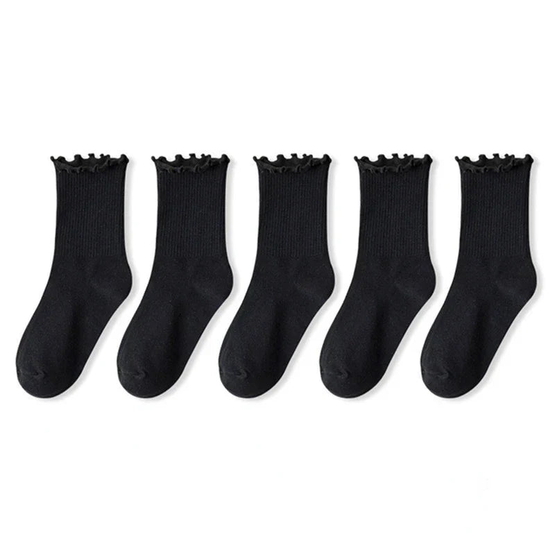 Levoire | De 5 Chaussettes Volantées Femme Confort Et Respirabilité Noir 5 paires EUR 35-39