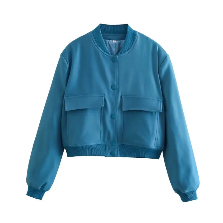 Levoire | Veste Bomber À Manches Longues Avec Boutons Et Poches Bleu