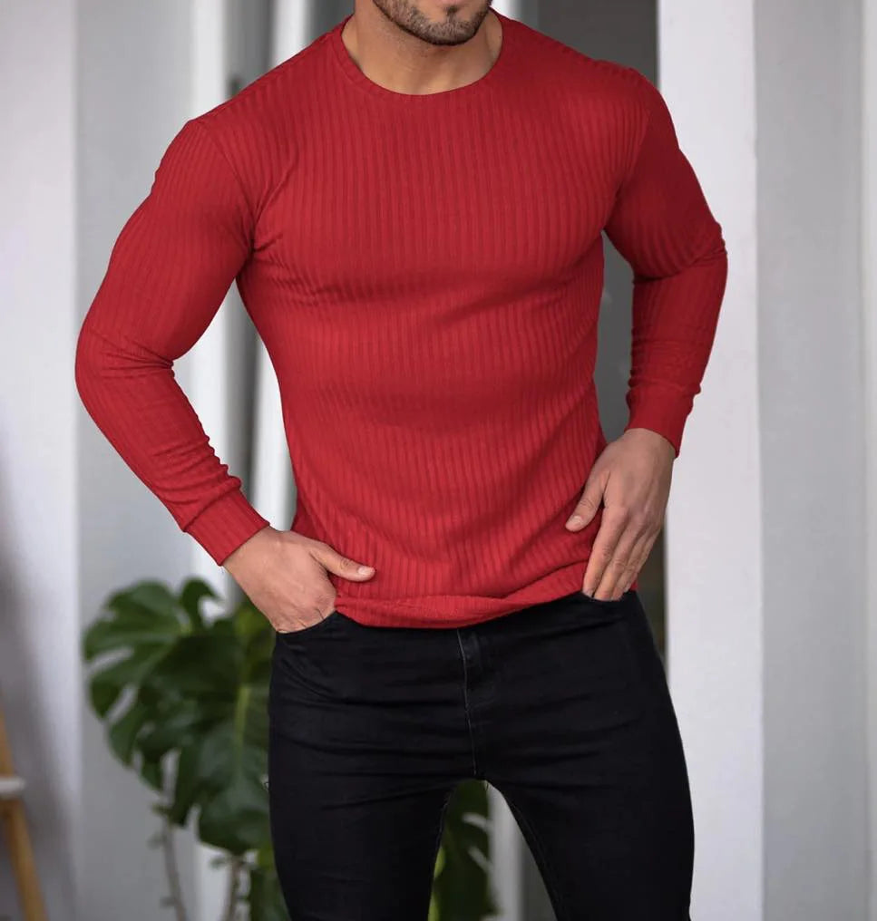 Levoire | Pull En Tricot Ajusté Avec Motif En Torsades Pour Hommes Rot