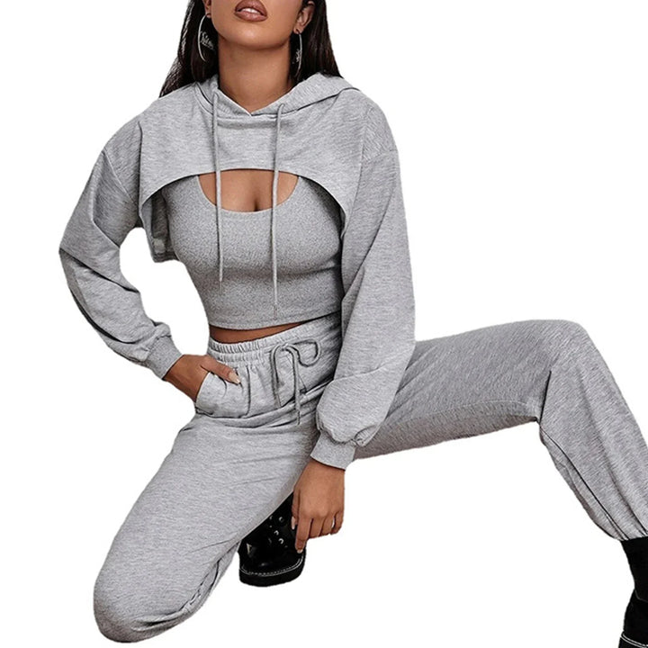 Levoire | Ensembles De Vêtements De Sport 3 Pièces Décontractés Pour Femmes Gris clair