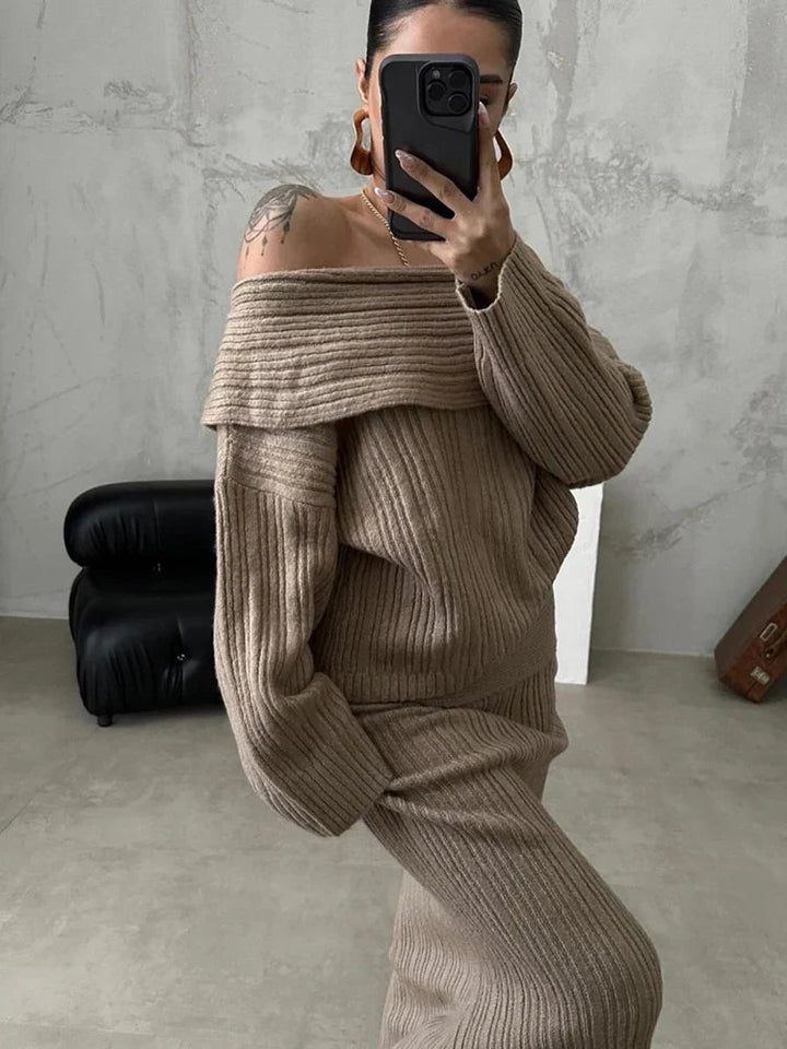 Levoire | Ensemble Deux Pièces Pull Sans Manches Et Jupe Khaki