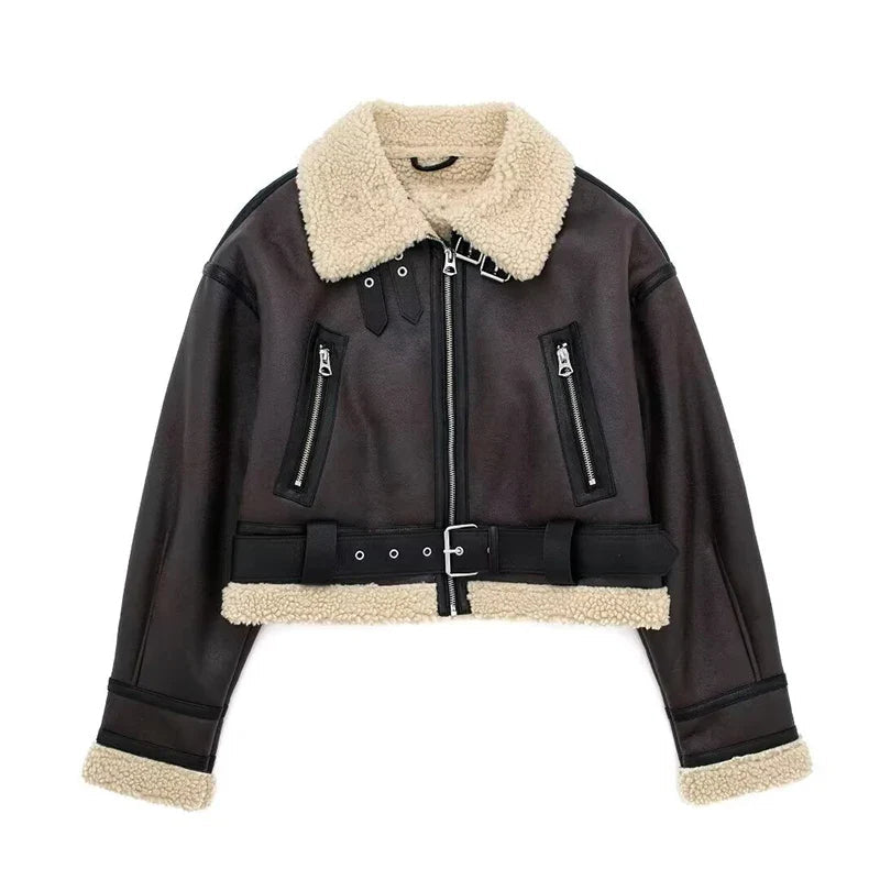 Levoire | Veste En Polaire À Manches Longues Doublée Avec Ceinture Et Fermeture Éclair Braun